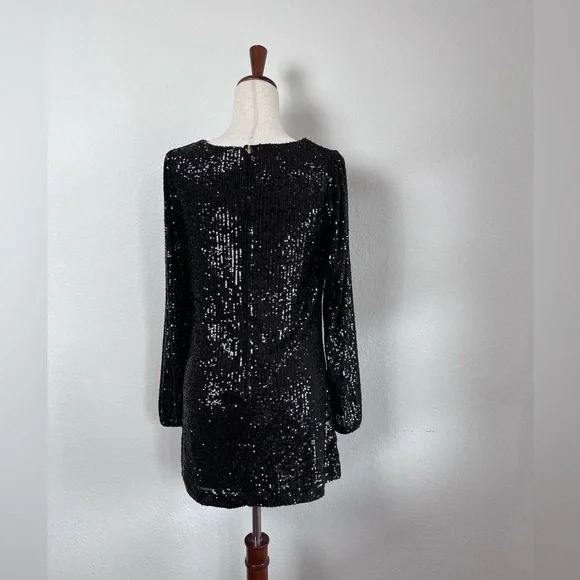 NWT Lilly Pulitzer Nicoline Long Sleeve Black Sequin Romper Size 4 - Picture 4 of 7
